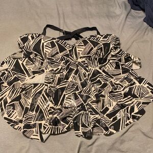 Black and White Patterned Swim Top